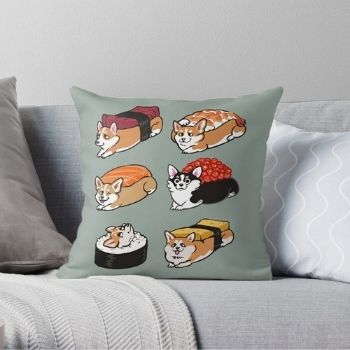 pillow with corgi sushi - corgi gift